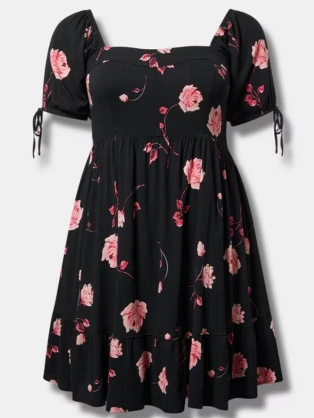 Puff Sleeve Tie Mini Dress